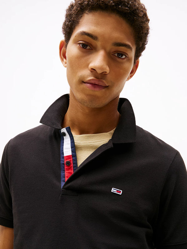 Tommy Jeans Slim Placket Polo - Black