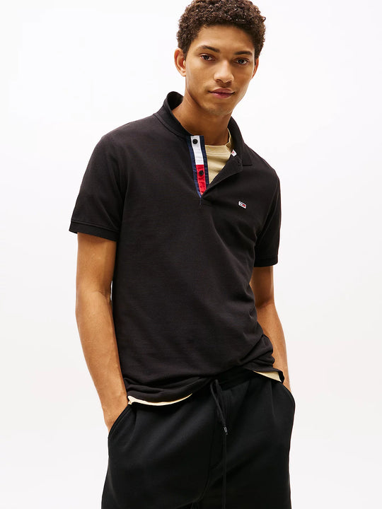 Tommy Jeans Slim Placket Polo - Black