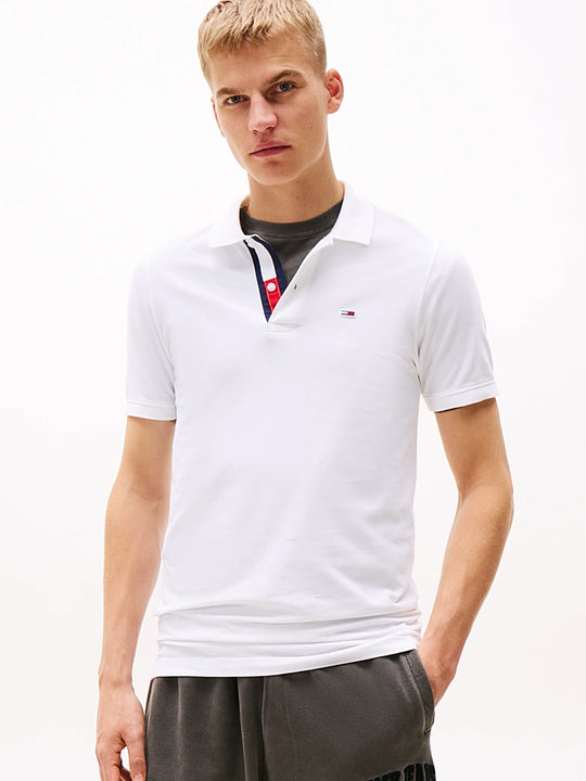 Tommy Jeans Slim Placket Polo - White