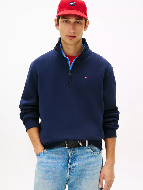 Tommy Jeans Regular Fleece 1/4 Zip - Dark Night Navy