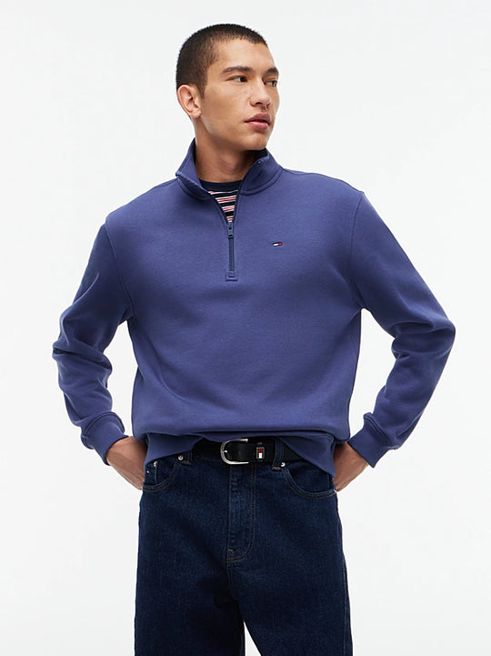 Tommy Jeans Reg Fleece 1/4 Zip Mock Neck - Basic Navy
