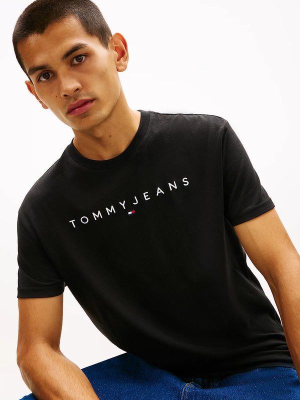 Tommy Jeans Regular Linear Logo Tee - Black