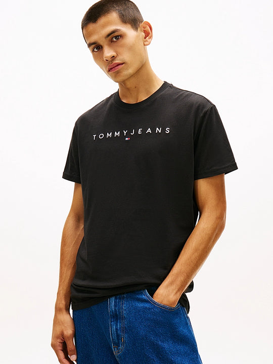 Tommy Jeans Regular Linear Logo Tee - Black
