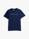 Tommy Jeans Regular Linear Logo Tee - Dark Night Navy