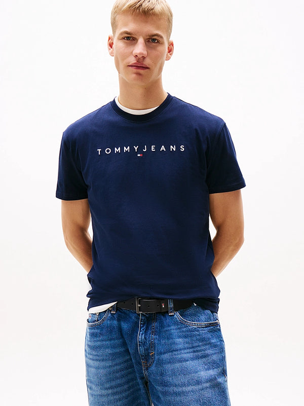 Tommy Jeans Regular Linear Logo Tee - Dark Night Navy