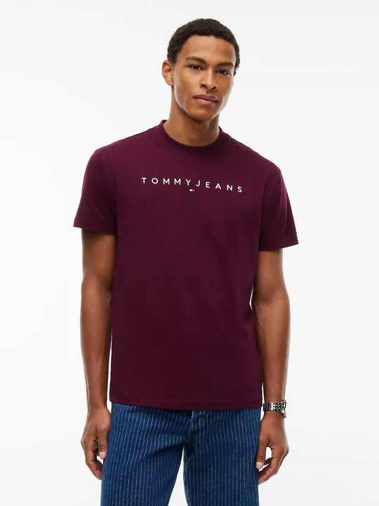 Tommy Jeans Regular Linear Logo Tee - Calypso Berry