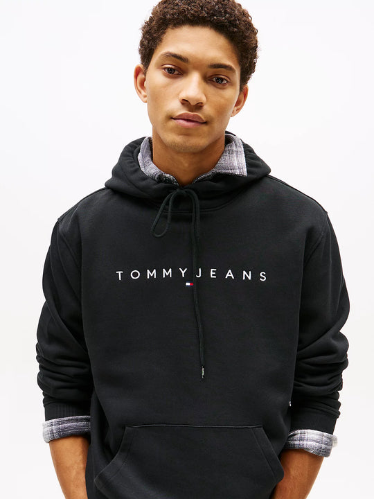 Tommy Jeans Regular Linear Logo Hoodie - Black