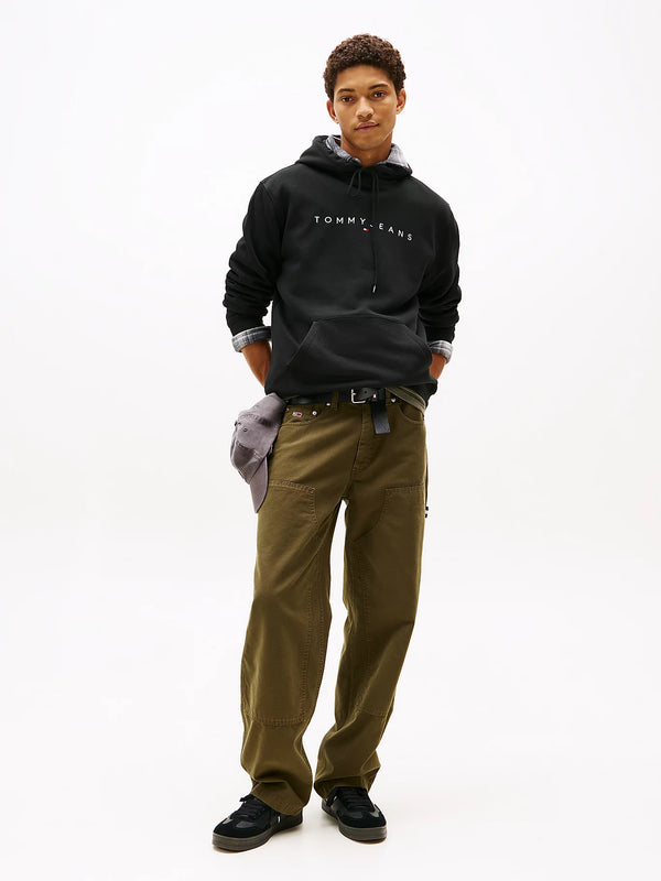 Tommy Jeans Regular Linear Logo Hoodie - Black
