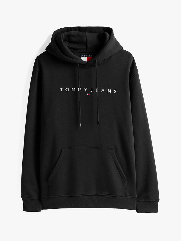 Tommy Jeans Regular Linear Logo Hoodie - Black