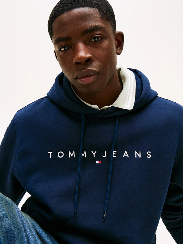 Tommy Jeans Regular Linear Logo Hoodie - Dark Night Navy