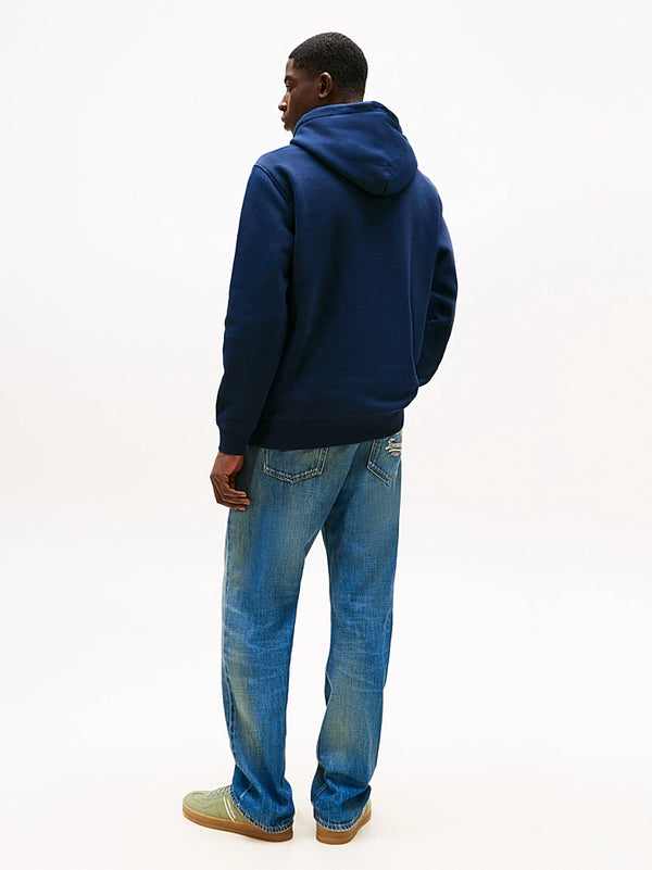 Tommy Jeans Regular Linear Logo Hoodie - Dark Night Navy
