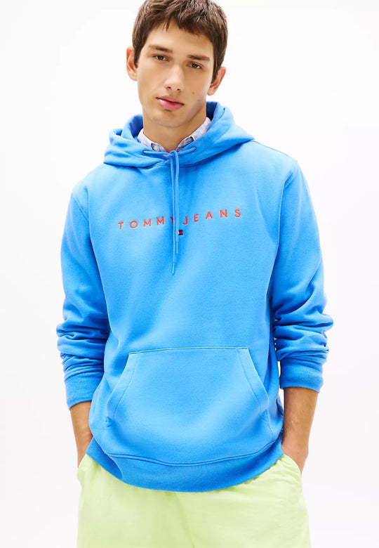 Tommy Jeans Regular Linear Logo Hoodie - Blue Twilight