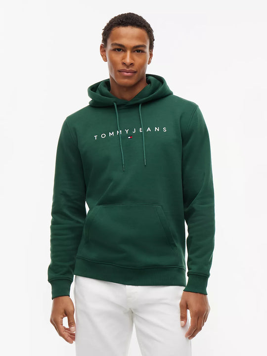 Tommy Jeans Regular Linear Logo Hoodie - Velvet Green