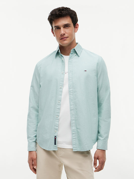 Tommy Jeans Regular Oxford Shirt - Bahama Green