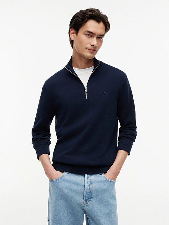 Tommy Jeans Essential Light 1/4 Zip Sweater - Dark Blue