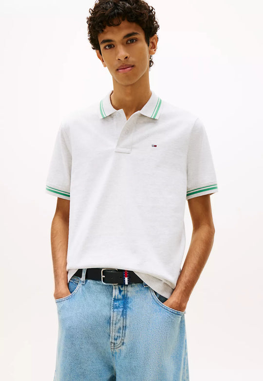Tommy Jeans Regular Tipped Polo - Ice Grey Heather