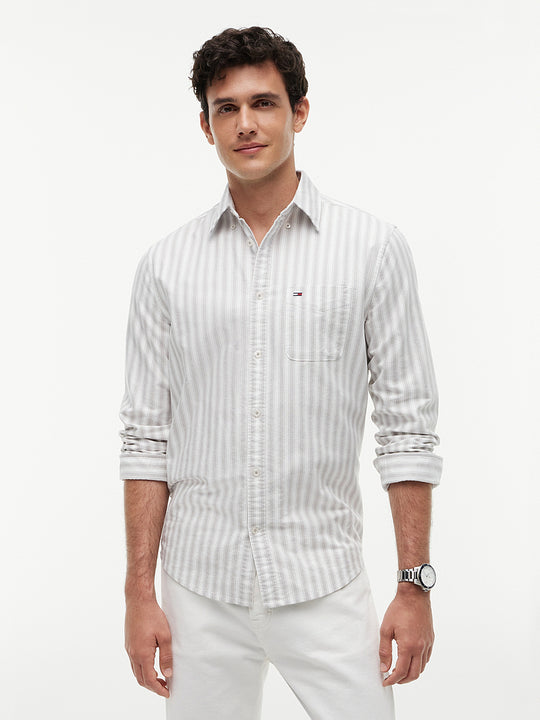 Tommy Jeans Regular Stripe Oxford Shirt - Ivy Mink Stripe