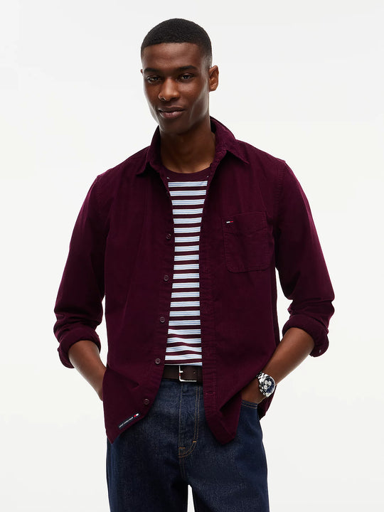 Tommy Jeans Reg Baby Corduroy Shirt - Calypso Berry