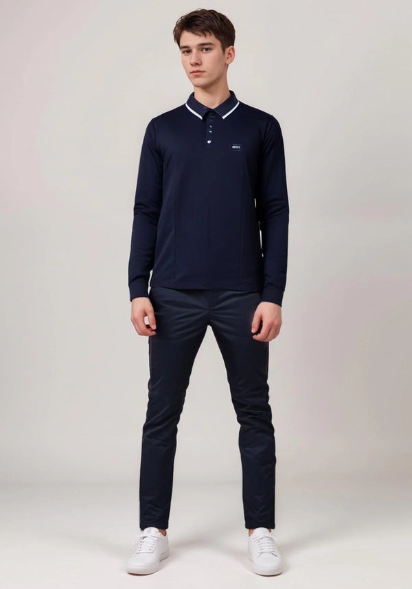 Diesel Boys Duke Long Sleeve Polo - Navy