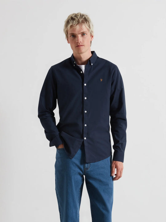 Farah Brewer Long Sleeve Shirt - Navy