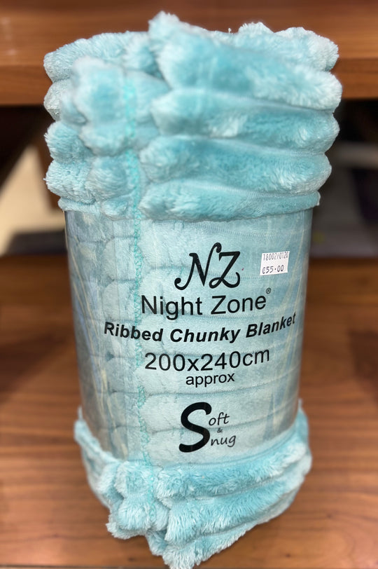 Night Zone Ribbed Chunky Blanket - Duck Egg