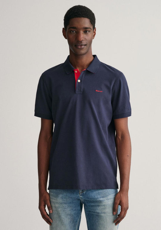 Gant Reg Contrast Pique SS Polo - Rich Navy