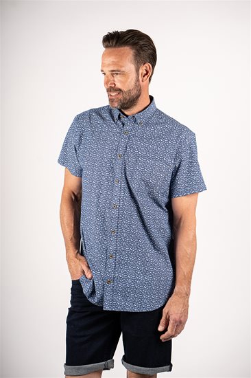 Pre- End Sigfred Short Sleeve Shirt Fine Blue