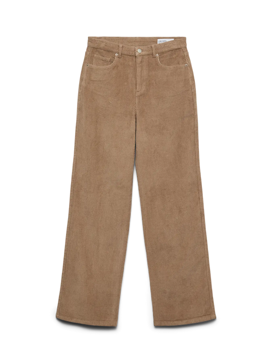 Vero Moda Tessa High Rise Wide Corduroy Pants - Silver Mink