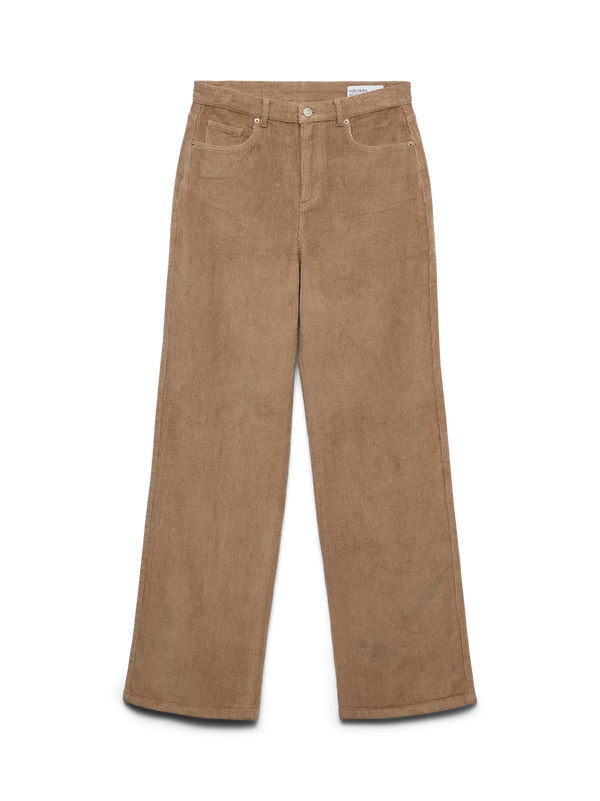 Vero Moda Tessa High Rise Wide Corduroy Pants - Silver Mink