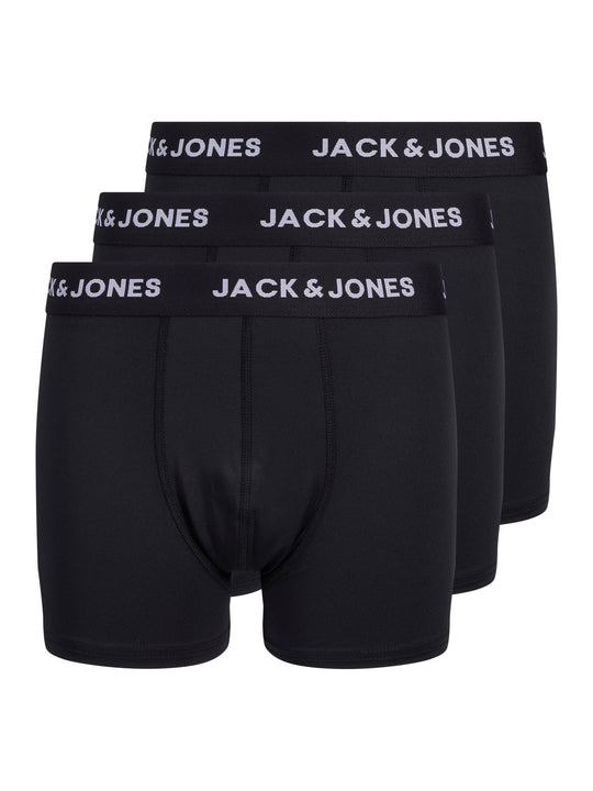 Jack & Jones Boys Base Microfiber 3 Pack Trunks - Black