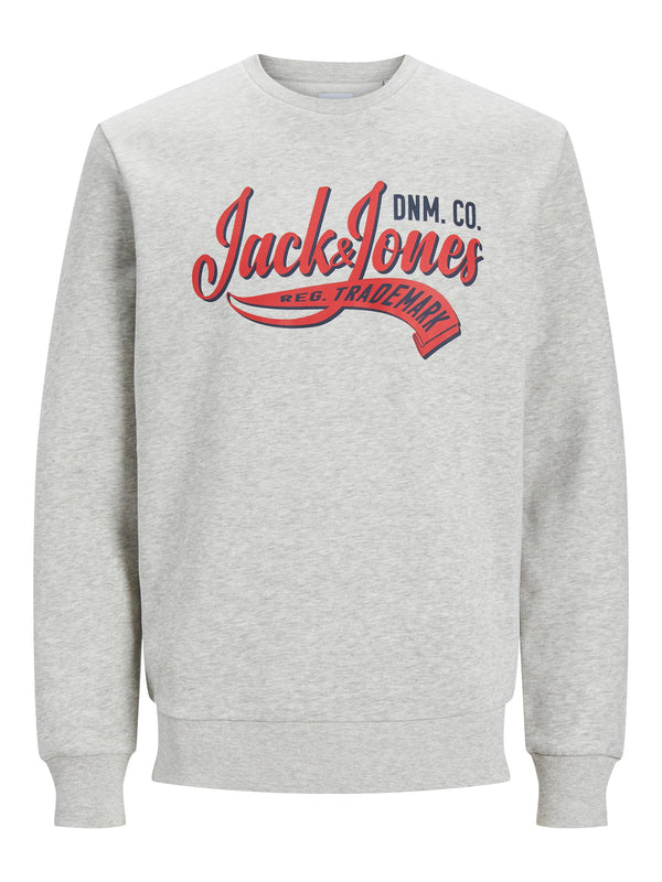 Jack & Jones Logo Sweat Crew White Melange