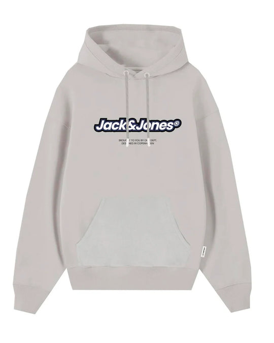 Jack & Jones Vesterbro Newton Branding Sweat Hood - Moonbeam [Size 2XL]