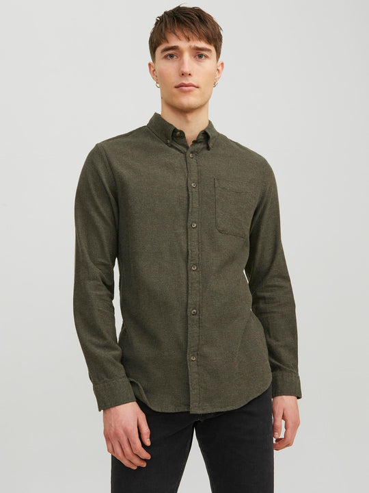 Jack & Jones Classic Melange Shirt LS - Rosin [Size L]