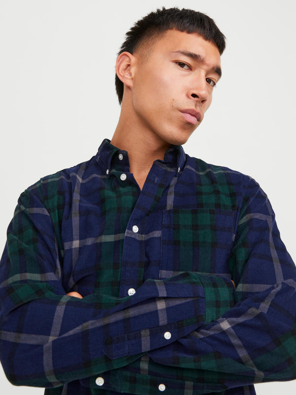 Jack & Jones Brook Cord X-Mas Shirt - Night Sky