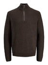 Jack & Jones Bleecker Knit Half Zip - Mulch Black