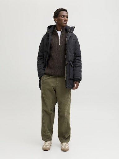 Jack & Jones Bleecker Knit Half Zip - Mulch Black