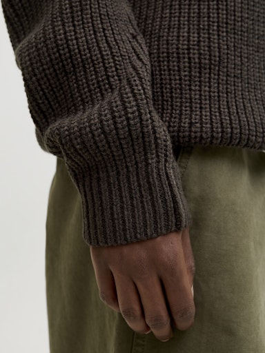 Jack & Jones Bleecker Knit Half Zip - Mulch Black