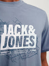 Jack & Jones Map Summer Logo Tee - Flint Stone