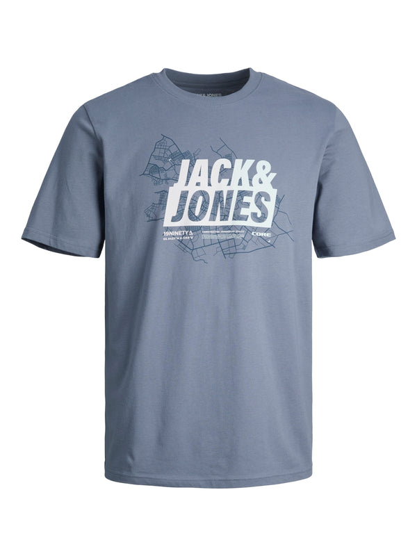 Jack & Jones Map Summer Logo Tee - Flint Stone
