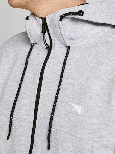 Jack & Jones Air Sweat Zip Hood Noos - Light Grey Melange