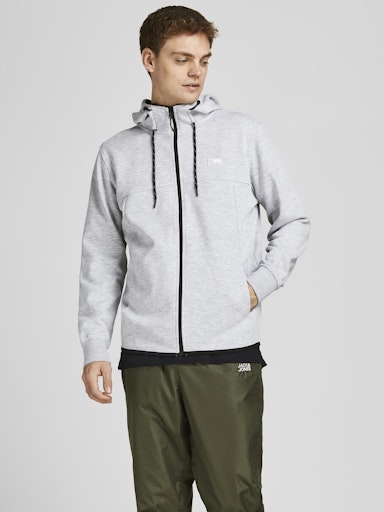 Jack & Jones Air Sweat Zip Hood Noos - Light Grey Melange