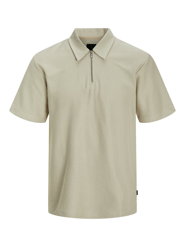 Jack & Jones Andrew Zip Polo - Silver Lining