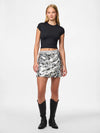 Pieces Malou Sequin Mid Waist Mini Skirt - Silver