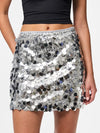 Pieces Malou Sequin Mid Waist Mini Skirt - Silver
