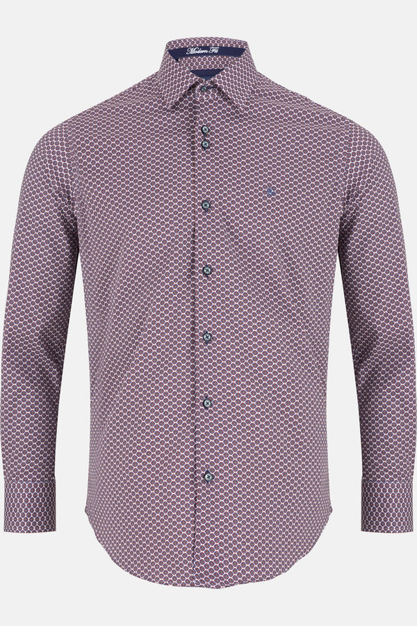 Benetti Liffey Modern Fit Long Sleeve Shirt - Wine