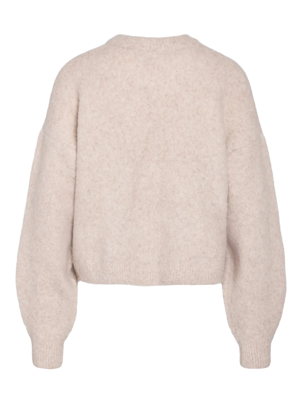 Noisy May Vixen Long Sleeve O-Neck Embroidery Knit - Birch
