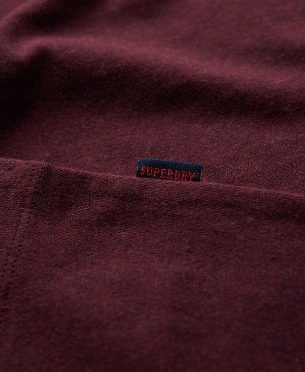 Superdry Essential Logo EMB Tee - Tawny Port Marl/Fluro Yellow