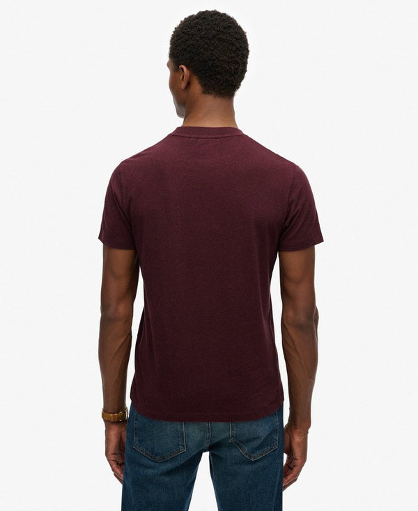 Superdry Essential Logo EMB Tee - Tawny Port Marl/Fluro Yellow