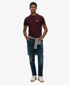 Superdry Essential Logo EMB Tee - Tawny Port Marl/Fluro Yellow