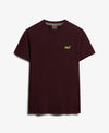 Superdry Essential Logo EMB Tee - Tawny Port Marl/Fluro Yellow